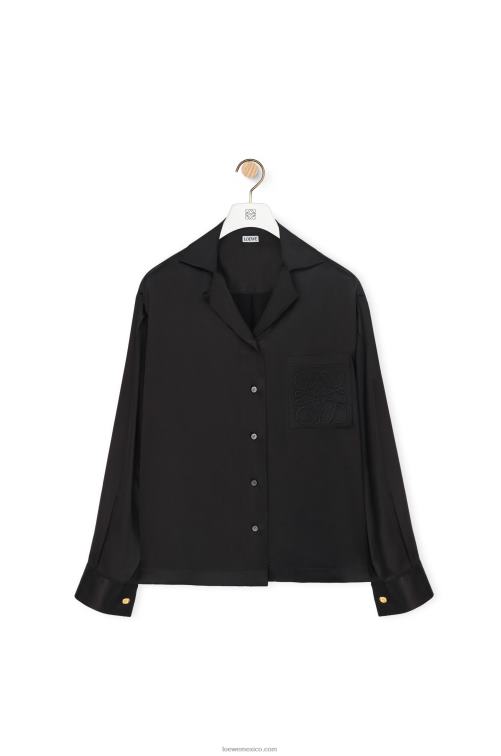 negro blusa de pijama en seda Loewe R8J8Z886 mujer