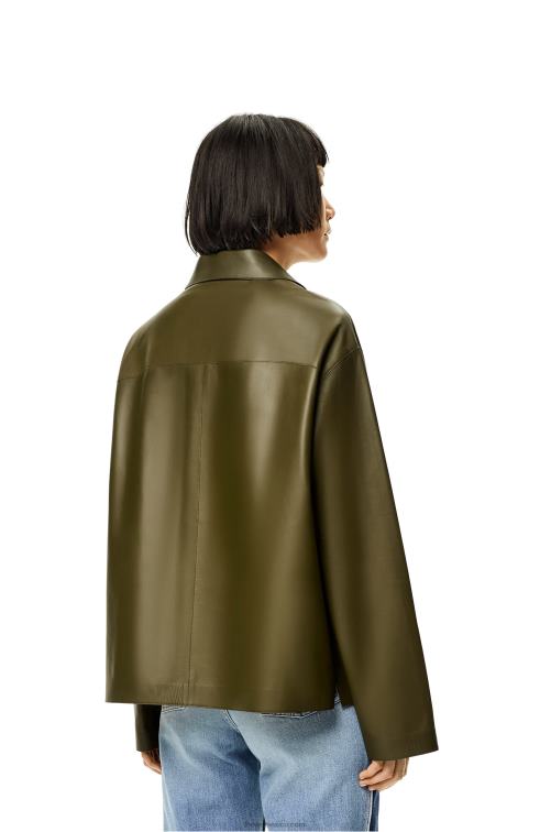 verde caqui oscuro blusa de pijama de napa de cordero Loewe R8J8Z933 mujer