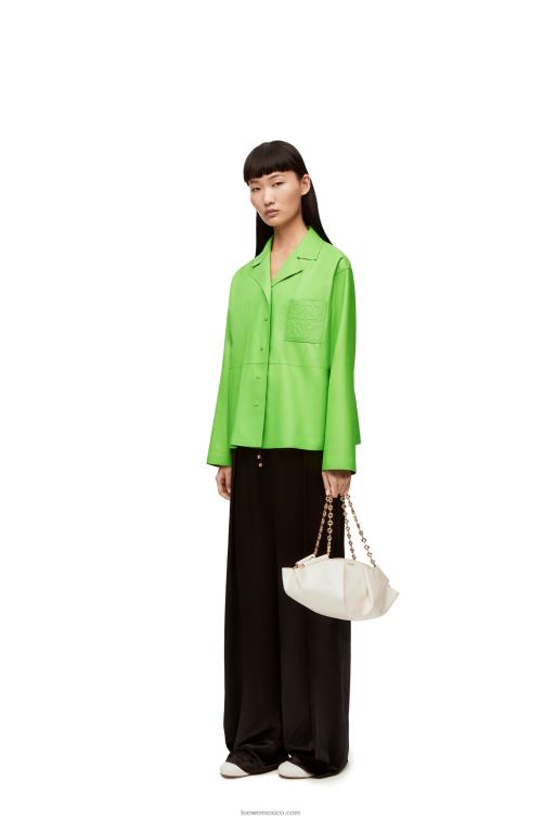 verde flúor blusa de pijama con anagrama en napa Loewe R8J8Z884 mujer