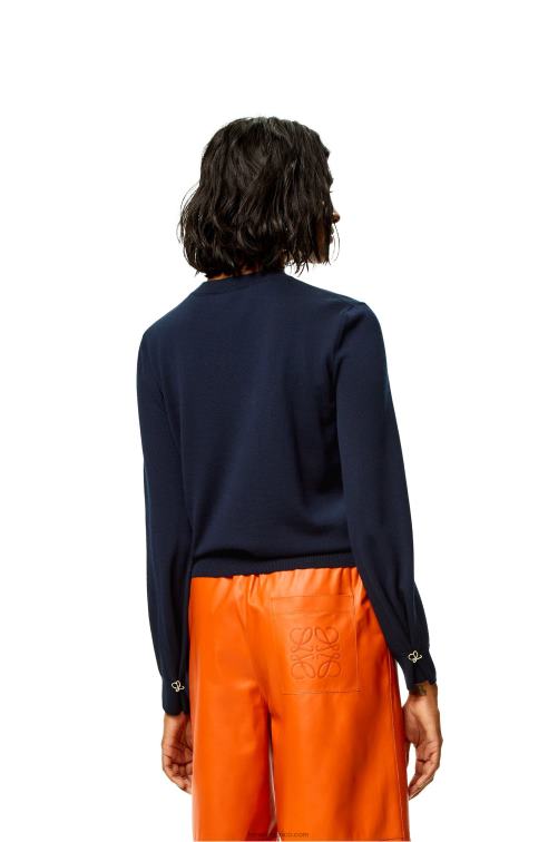 Azul marino jersey con anagrama de cachemir Loewe R8J8Z1014 mujer