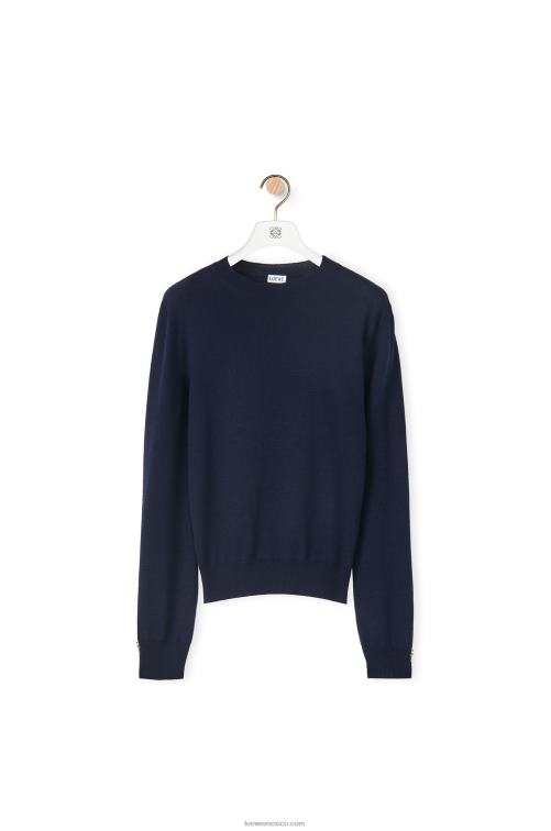 Azul marino jersey con anagrama de cachemir Loewe R8J8Z1014 mujer