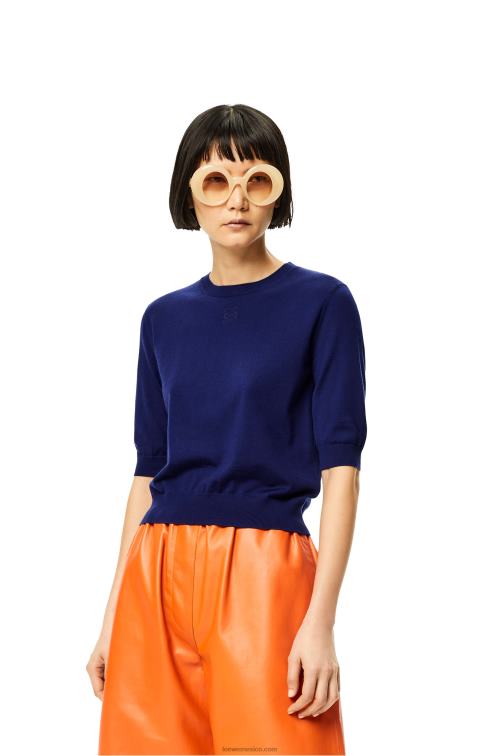 Azul marino jersey con anagrama de lana Loewe R8J8Z1012 mujer