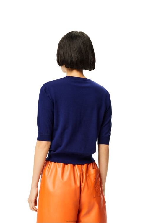 Azul marino jersey con anagrama de lana Loewe R8J8Z1012 mujer