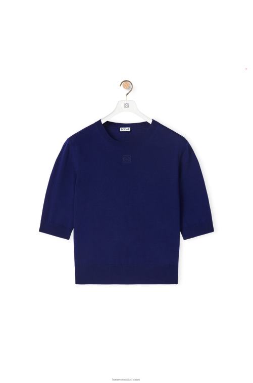 Azul marino jersey con anagrama de lana Loewe R8J8Z1012 mujer