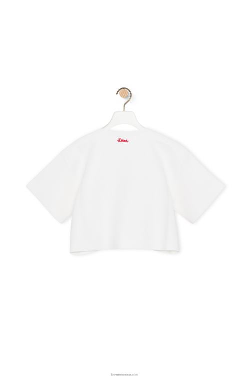 Blanco óptico Jersey corto de flores de mezcla de viscosa y algodón Loewe R8J8Z962 mujer
