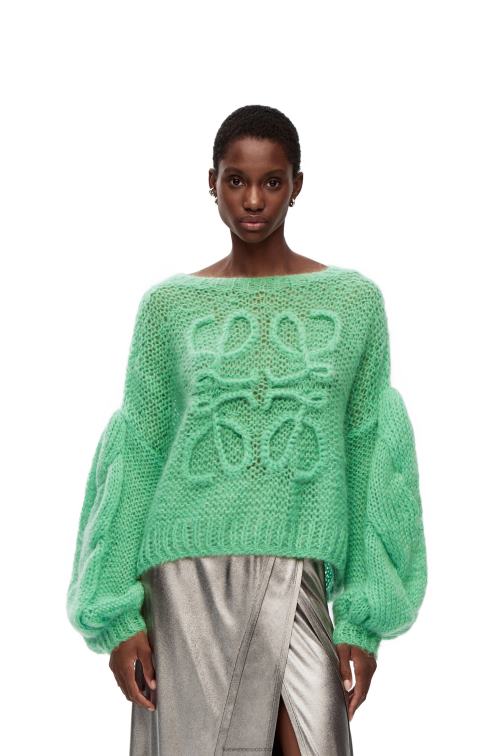 agua verde jersey con anagrama de mohair Loewe R8J8Z966 mujer