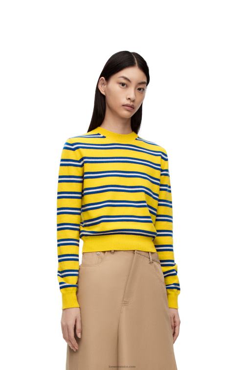 amarillo/azul índigo jersey de lana a rayas Loewe R8J8Z989 mujer