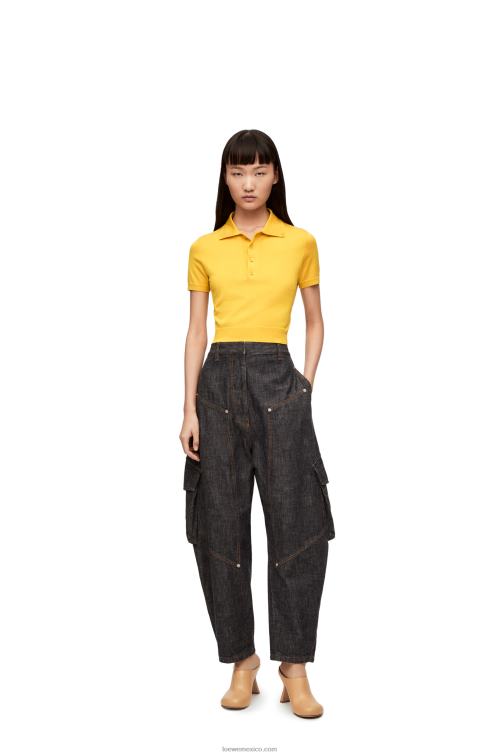 amarillo jersey tipo polo de seda Loewe R8J8Z961 mujer