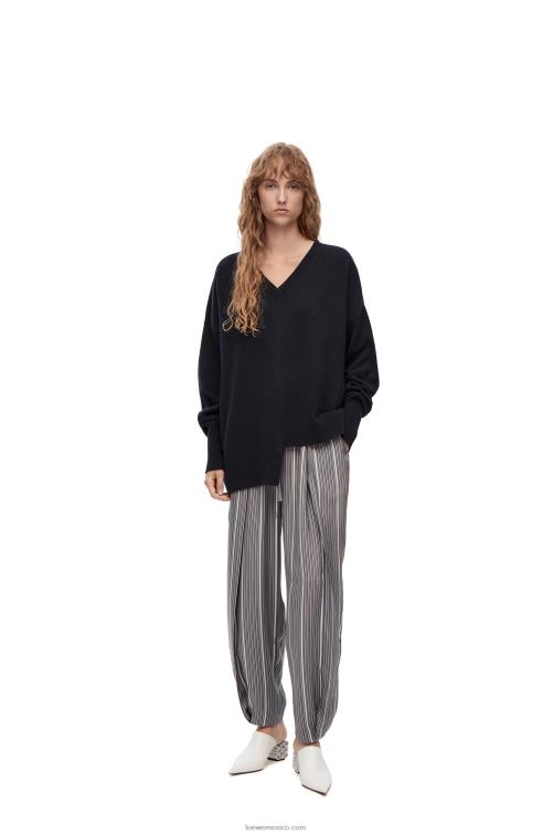azul marino oscuro jersey asimétrico de cachemir Loewe R8J8Z976 mujer