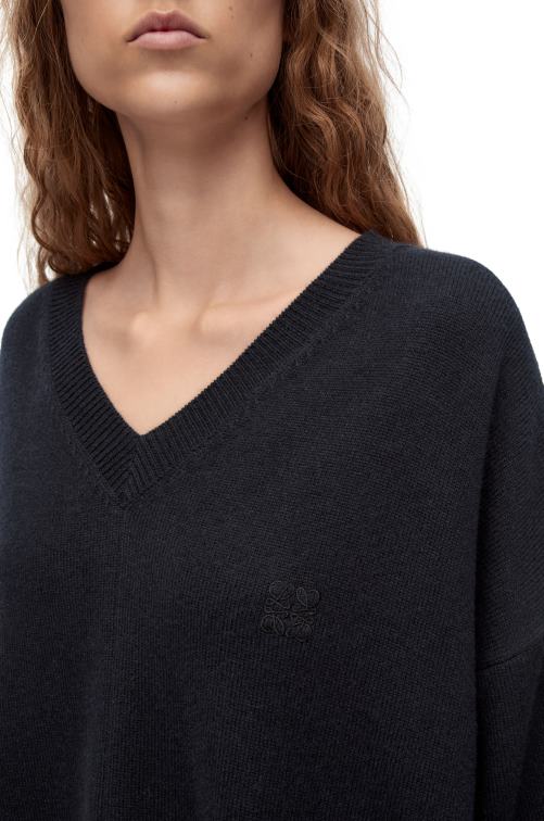 azul marino oscuro jersey asimétrico de cachemir Loewe R8J8Z976 mujer