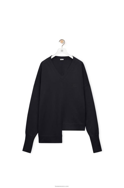 azul marino oscuro jersey asimétrico de cachemir Loewe R8J8Z976 mujer