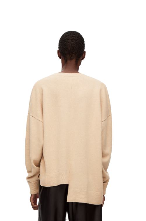 beige suéter asimétrico de ciervo en lana Loewe R8J8Z996 mujer