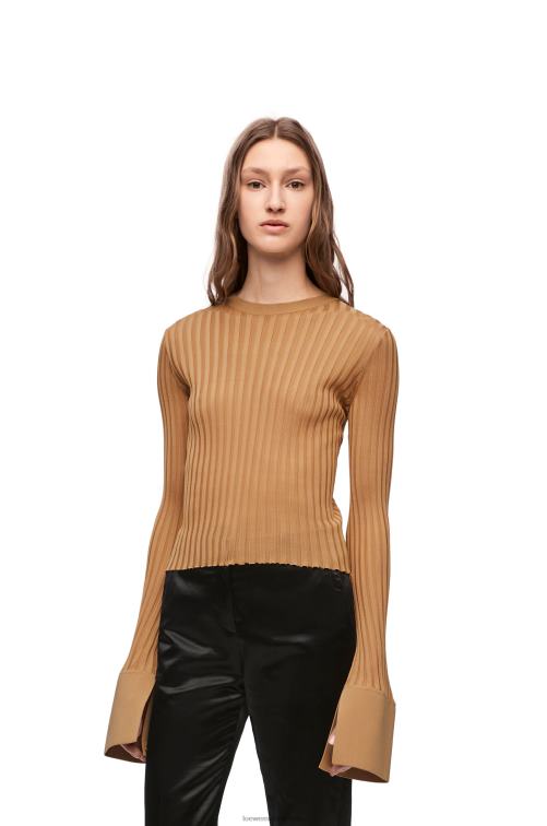 beige top de manga larga en viscosa Loewe R8J8Z847 mujer