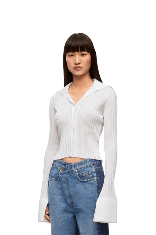 blanco cárdigan de viscosa Loewe R8J8Z850 mujer