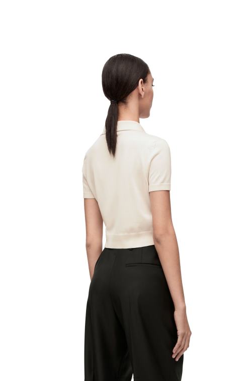 blanco jersey tipo polo de seda Loewe R8J8Z963 mujer
