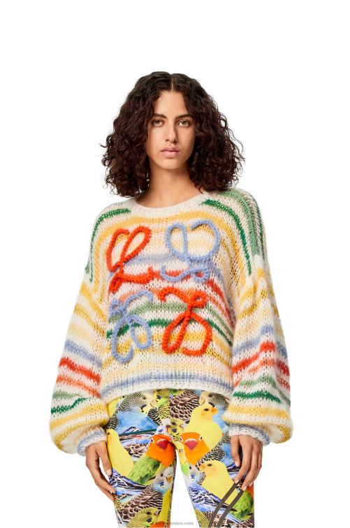 blanco/multicolor suéter a rayas de mohair Loewe R8J8Z1003 mujer