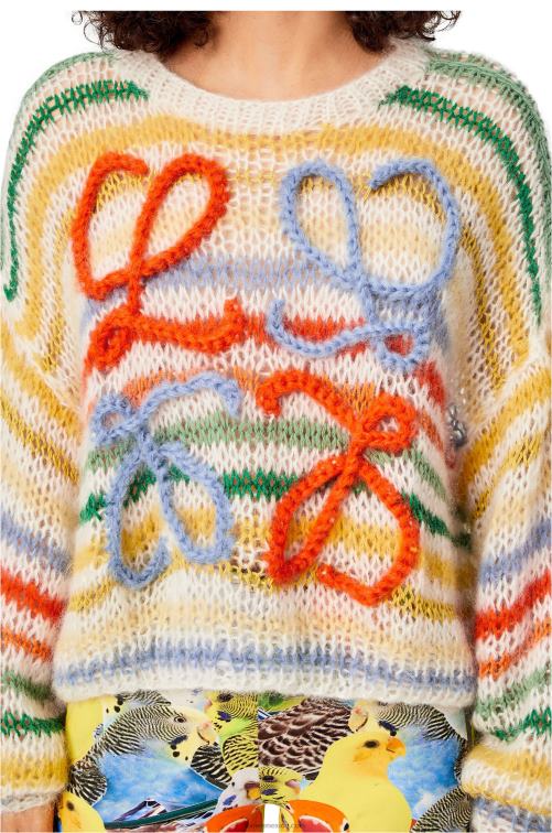 blanco/multicolor suéter a rayas de mohair Loewe R8J8Z1003 mujer