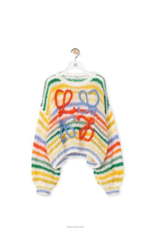 blanco/multicolor suéter a rayas de mohair Loewe R8J8Z1003 mujer