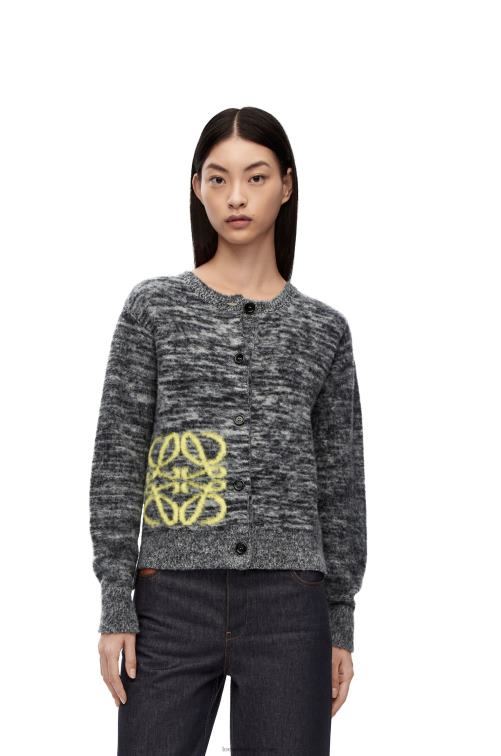blanco negro Cárdigan de lana con anagrama en intarsia Loewe R8J8Z990 mujer