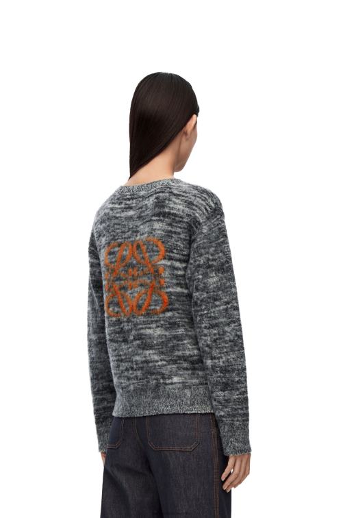 blanco negro Cárdigan de lana con anagrama en intarsia Loewe R8J8Z990 mujer