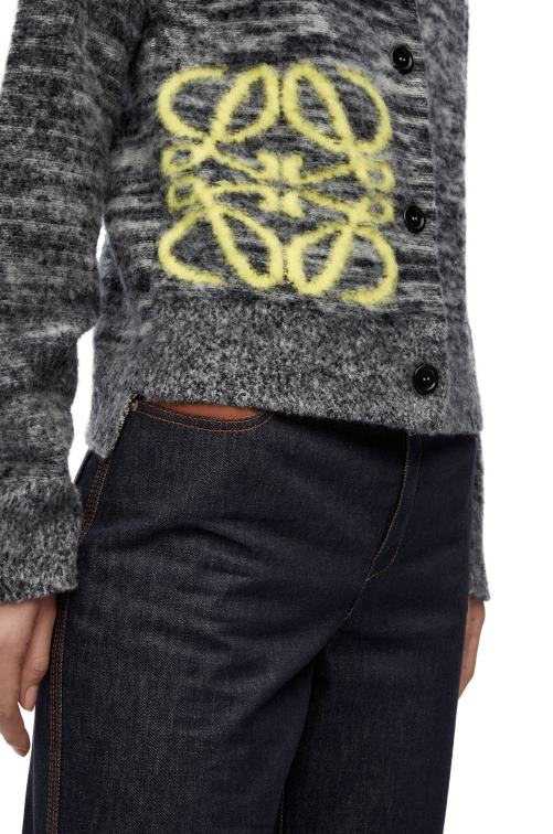blanco negro Cárdigan de lana con anagrama en intarsia Loewe R8J8Z990 mujer