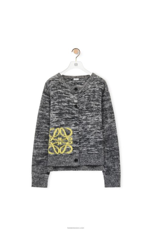 blanco negro Cárdigan de lana con anagrama en intarsia Loewe R8J8Z990 mujer