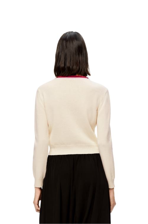 blanco suave Jersey corto de lana con anagrama Loewe R8J8Z1006 mujer
