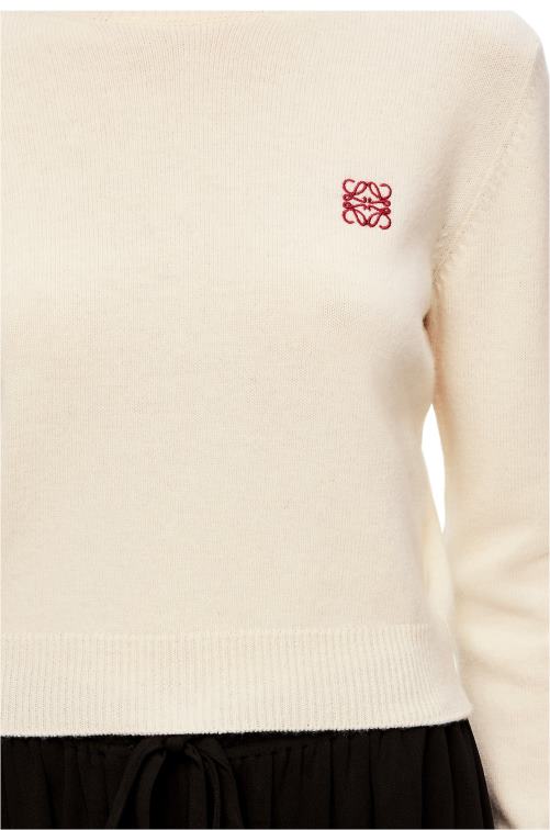 blanco suave Jersey corto de lana con anagrama Loewe R8J8Z1006 mujer