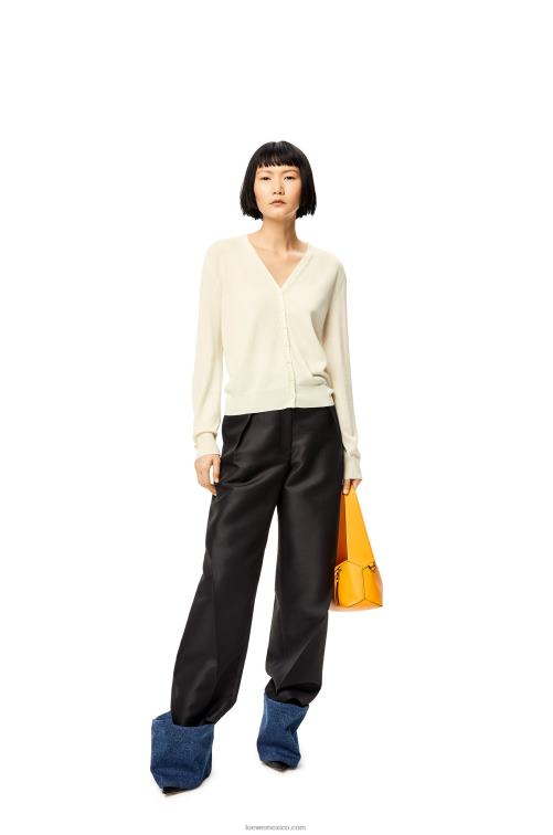 blanco suave cárdigan con anagrama de cachemir Loewe R8J8Z1015 mujer