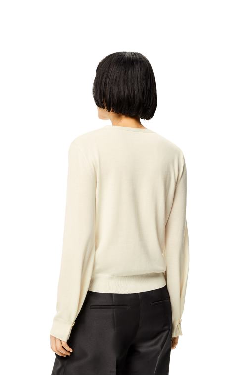 blanco suave cárdigan con anagrama de cachemir Loewe R8J8Z1015 mujer