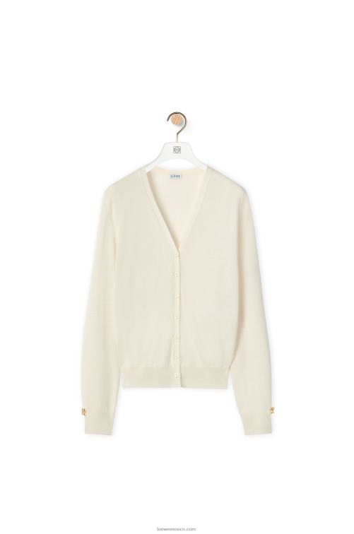 blanco suave cárdigan con anagrama de cachemir Loewe R8J8Z1015 mujer