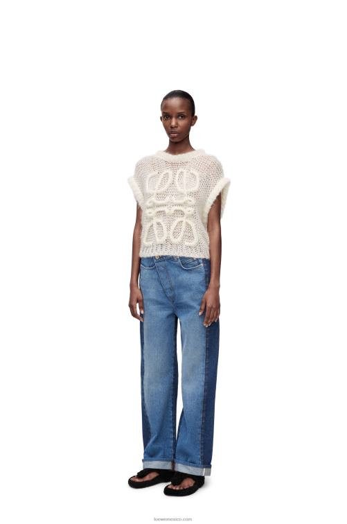 blanco suave chaleco anagrama de mohair Loewe R8J8Z774 mujer