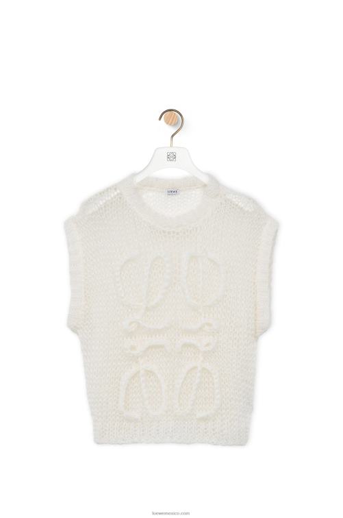 blanco suave chaleco anagrama de mohair Loewe R8J8Z774 mujer