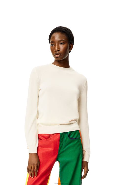 blanco suave jersey con anagrama de cachemir Loewe R8J8Z1013 mujer