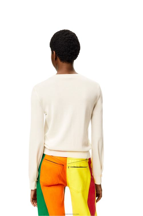 blanco suave jersey con anagrama de cachemir Loewe R8J8Z1013 mujer