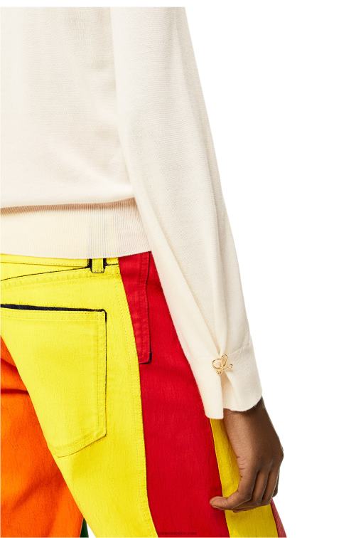 blanco suave jersey con anagrama de cachemir Loewe R8J8Z1013 mujer