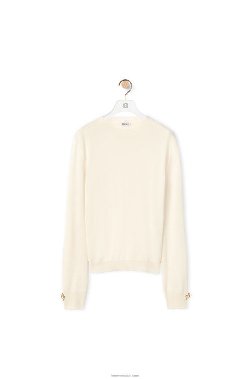 blanco suave jersey con anagrama de cachemir Loewe R8J8Z1013 mujer