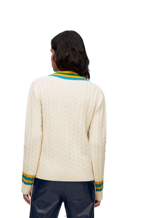 blanco suave jersey universitario de lana Loewe R8J8Z964 mujer