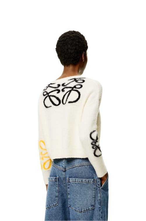blanco suave/multicolor Jersey de lana con anagrama en intarsia Loewe R8J8Z1020 mujer