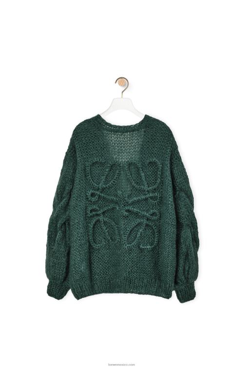 bosque verde cárdigan de mohair de mohair/poliamida Loewe R8J8Z1030 mujer
