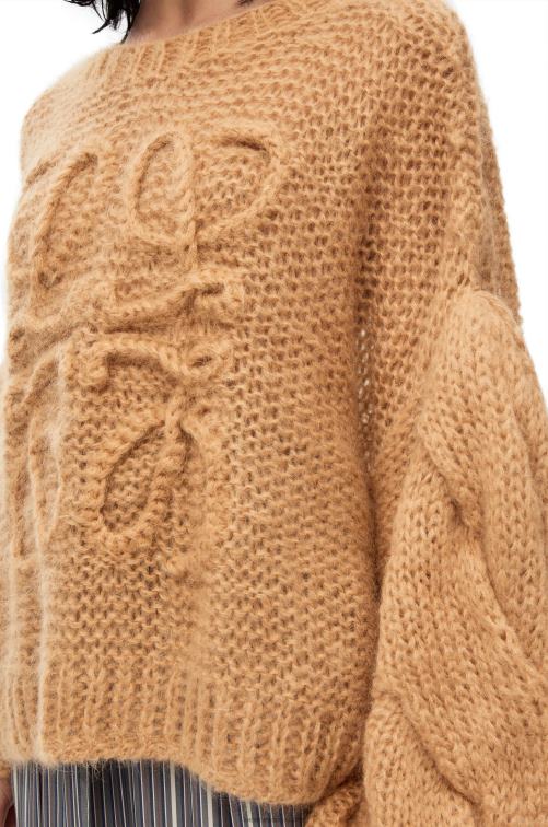camello ligero jersey con anagrama de mohair Loewe R8J8Z967 mujer