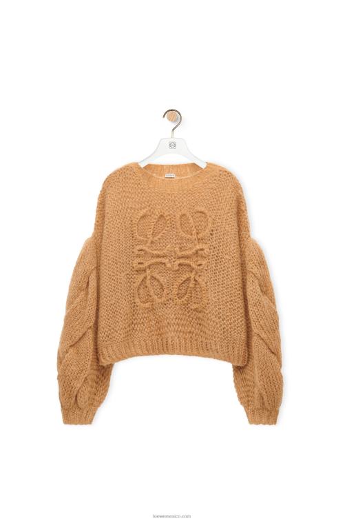 camello ligero jersey con anagrama de mohair Loewe R8J8Z967 mujer
