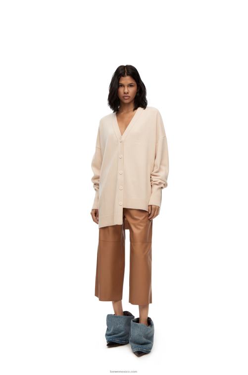 champán cárdigan asimétrico de cachemira Loewe R8J8Z975 mujer