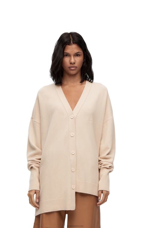 champán cárdigan asimétrico de cachemira Loewe R8J8Z975 mujer