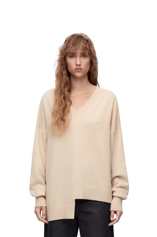 champán jersey asimétrico de cachemir Loewe R8J8Z978 mujer