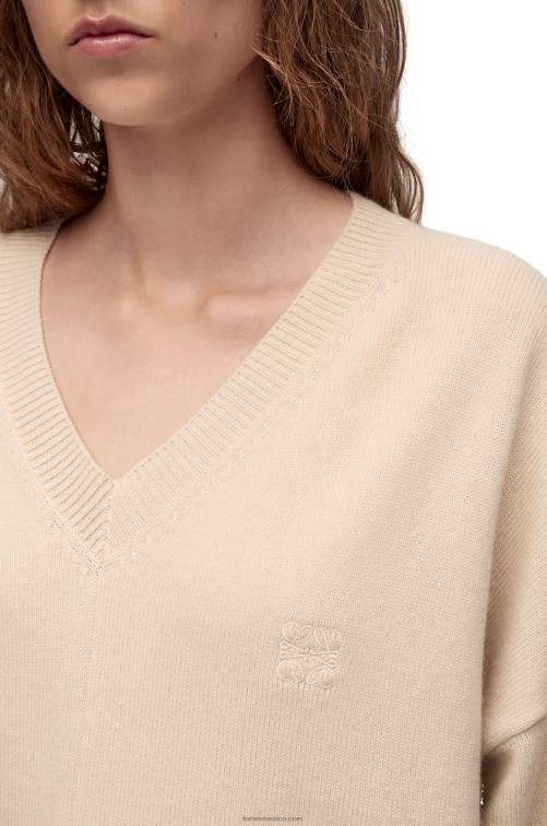 champán jersey asimétrico de cachemir Loewe R8J8Z978 mujer