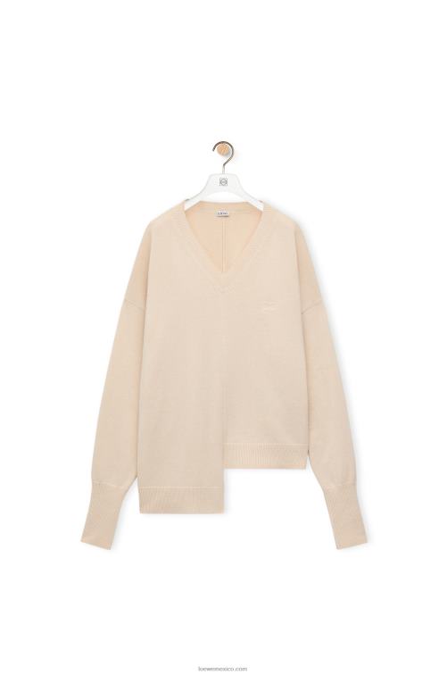 champán jersey asimétrico de cachemir Loewe R8J8Z978 mujer