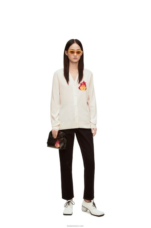 crudo cárdigan calcifer de lana Loewe R8J8Z1024 mujer