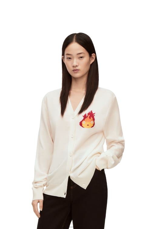 crudo cárdigan calcifer de lana Loewe R8J8Z1024 mujer