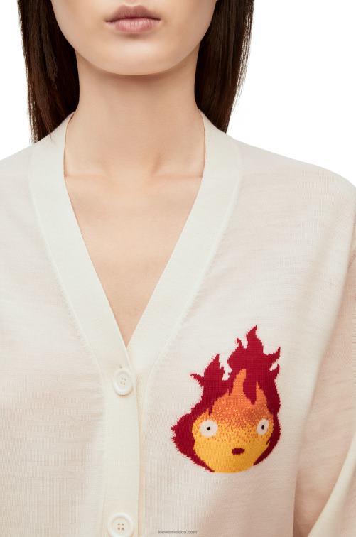 crudo cárdigan calcifer de lana Loewe R8J8Z1024 mujer